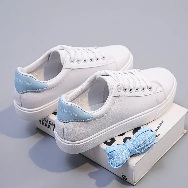 PU Leather White Shoes New Fashion Platform Shoes Solid Color Casual Shoe Classic Sneakers