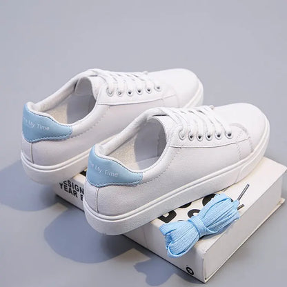 PU Leather White Shoes New Fashion Platform Shoes Solid Color Casual Shoe Classic Sneakers
