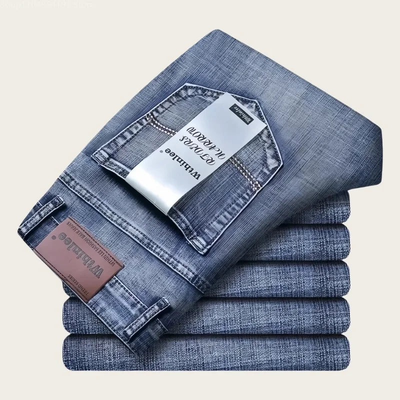 2025 New High-Quality Denim Pants for Men - Spring Men's Pants - Men's Business Straight-Fitting Loose Elasticated Casual Pants