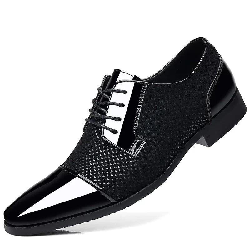 Men Business Leather Shoes Luxury Oxford Breathable Patent Leather Dress Shoes Men Office Wedding Flats Formal Shoes