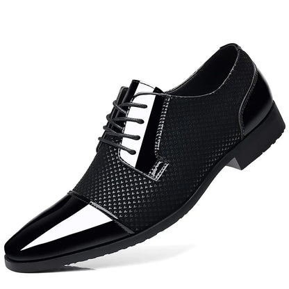 Men Business Leather Shoes Luxury Oxford Breathable Patent Leather Dress Shoes Men Office Wedding Flats Formal Shoes