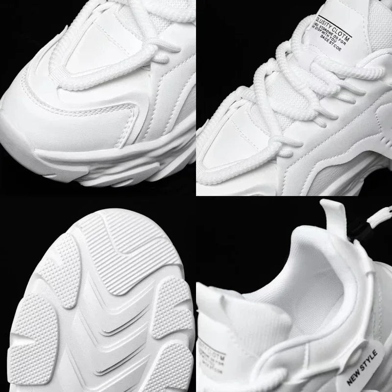 Men Sneakers Mesh Men Shoes PU Leather Platform Casual Sneakers Increased Vulcanized Shoes Light Running Shoes Tenis Masculino