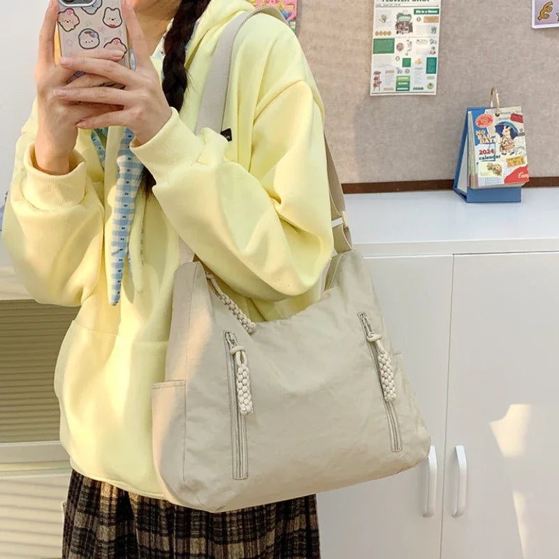 2025 New Trendy Women's Nylon Shoulder Bag Large Capacity Lightweight Crossbody Bags for Women Casual Travel Tote Simple Handbag