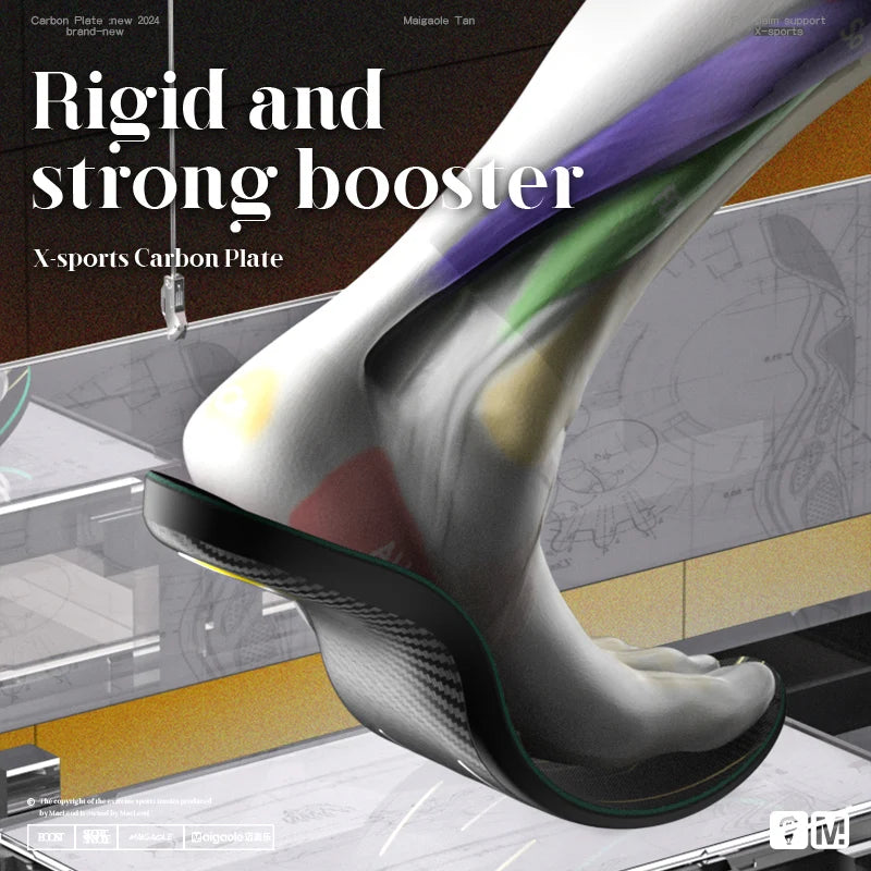 Mcgola Curved Carbon Plate Insole, Stable Arch Support, Anti-Side Tilt, Double Force Bouncing Basketball Insole