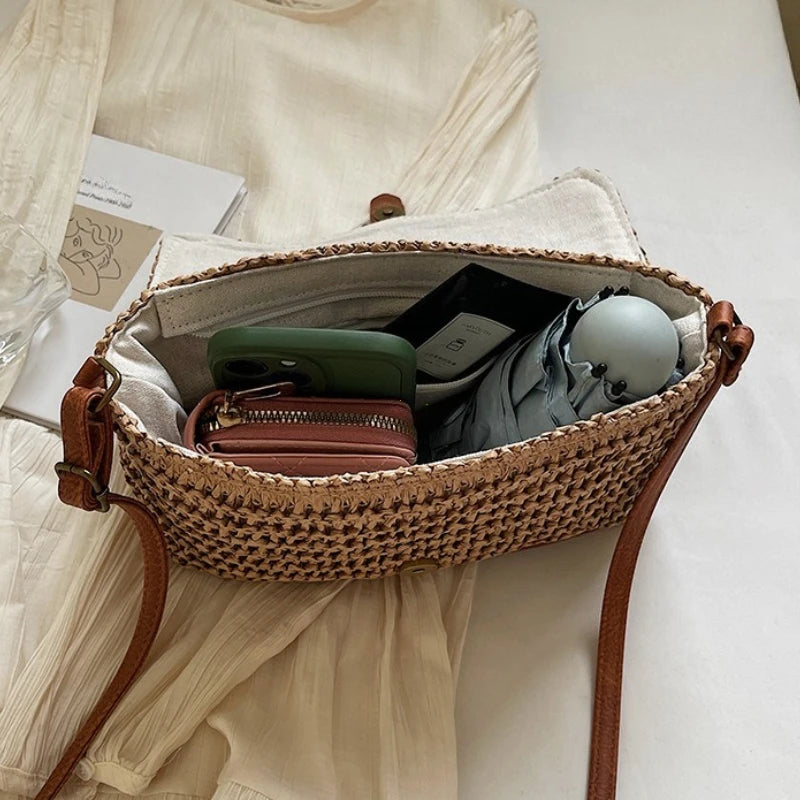 New Fashionable Straw Women's Bag, Trendy Vacation Casual Shoulder Crossbody Bag, Women's Versatile Stylish Straw Women's Bag