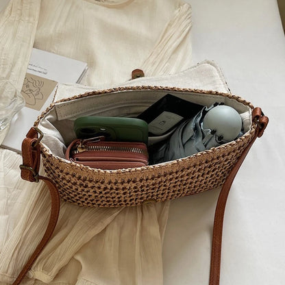 New Fashionable Straw Women's Bag, Trendy Vacation Casual Shoulder Crossbody Bag, Women's Versatile Stylish Straw Women's Bag