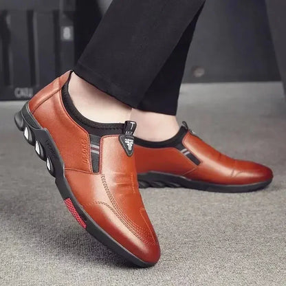 Men's Casual Leather Shoes Spring 2025 Men's Shoes Comfortable Silp on Work Shoes Male Soft Non-slip Loafers Summer Flat Shoes