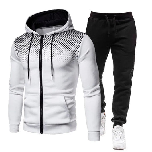 Autumn and Winter New European and American Solid Color Fleece Sweater Pants Men's Casual Zipper Sports Hat Set