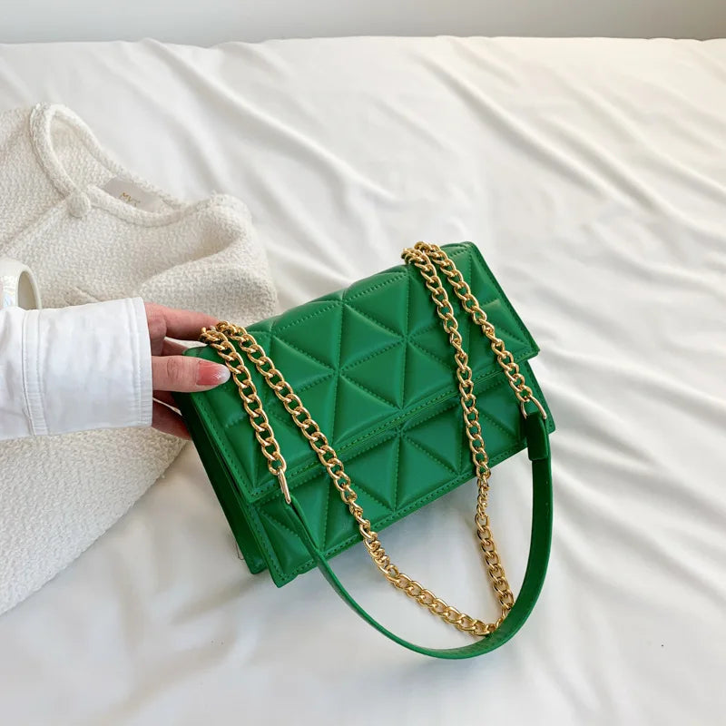 Fashion Summer Chain Crossbody Bags Plaid Designer Women Shoulder Bag Pu Leather Square Handbags For Ladies