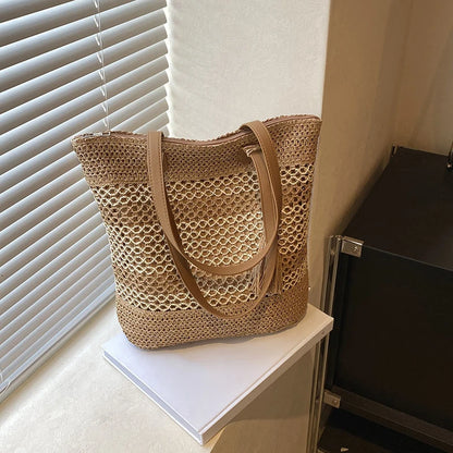 Summer Straw Bags for Women High Quality Rattan Shoulder Bag Travel Handmade Woven Beach Handbags Female Large Capacity Totes