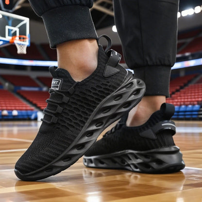 Men's Athletic Basketball Sneakers Bright Yellow Woven Upper Airy Mesh Design Men Shoes Trendy Non-slip Functional Sports Shoes