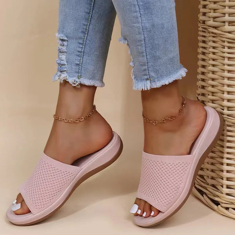 Sandals Women Elastic Force Summer Shoes Women Flat Sandals Casual Indoor Outdoor Slipper Summer Sandals For Beach Zapatos Mujer