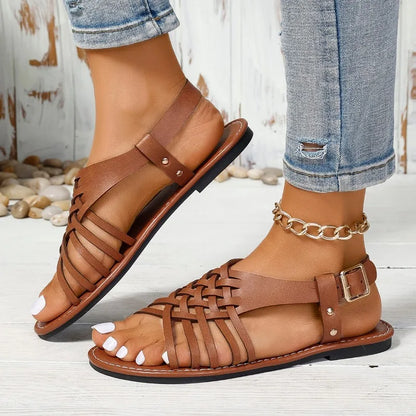 Trendy Cross Sandals 2025 Summer New Casual Solid Color Flat Bottom Anti Slip Beach Sandals Luxury Sandals Women Designers