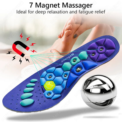 Sport Magnetic Therapy Massage Insoles for Shoes Foot Acupressure Soft Shock Absorption Deodorant Running Unisex Orthopedic Pads
