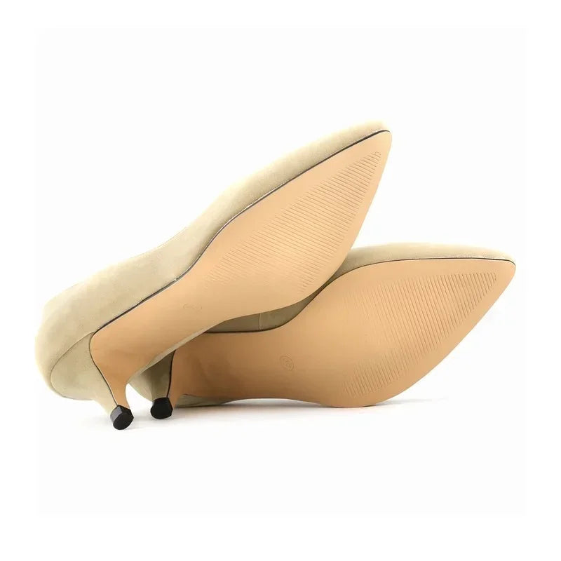 Spring and Autumn 2025 Women Pumps 5cm High Heels Solid Color Breathable Rubber Non slip Sole Latex Insole Work Wedding Shoes