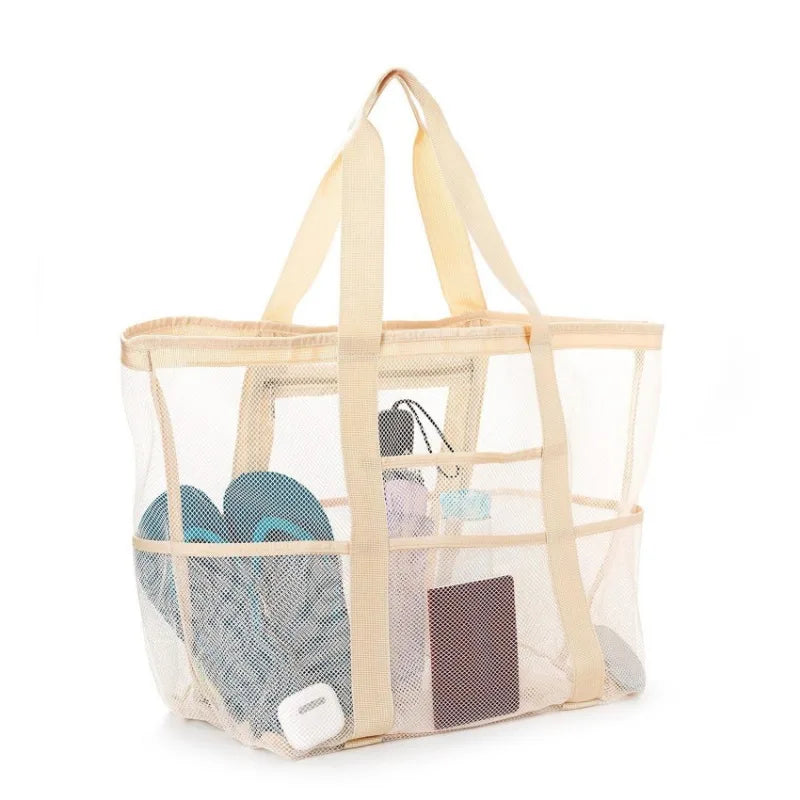 Picnic Beach Bag Women Mesh Transparent Swim Storage High Capacity Shopping Bags Tote