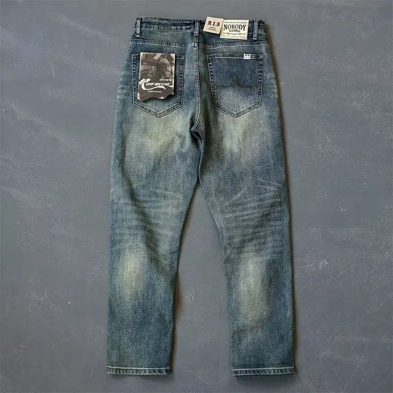 High Quality Korean Fashion Washed Vintage Straight Leg Denim Jeans for Men Casual Spring Autumn Pencil Pants Boyfriend Jeans