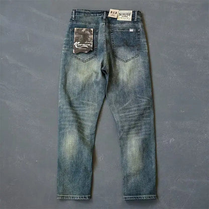 High Quality Korean Fashion Washed Vintage Straight Leg Denim Jeans for Men Casual Spring Autumn Pencil Pants Boyfriend Jeans