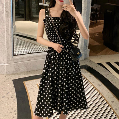 Sexy Off Shoulder Polka Dots Midi Dress Women 2024 Summer Casual High Waist Elegant Office Laides Dresses For Women