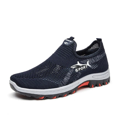 Summer Men's Shoes Lightweight Sneakers Fashion Outdoor Male Hiking Shoes Soft Soled Running Shoes Mesh Slip on Men Casual Shoe