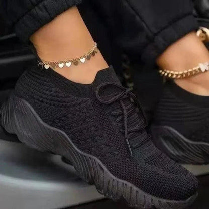 Mesh Breathable Casual Sneakers Lace-up Vulcanized Shoes Ladies Platform Sneakers