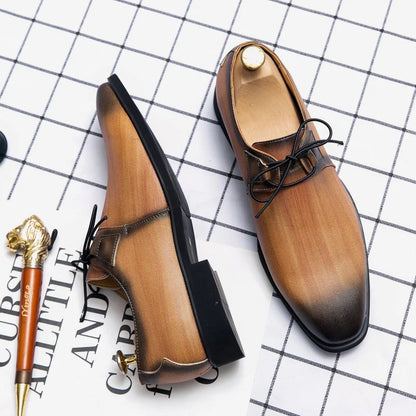 Trendy and Fashionable Derby Shoes Round Toe Lace up Business Office Dress Shoes Wedding Banquet Shoes Size 38-48 Men Shoes