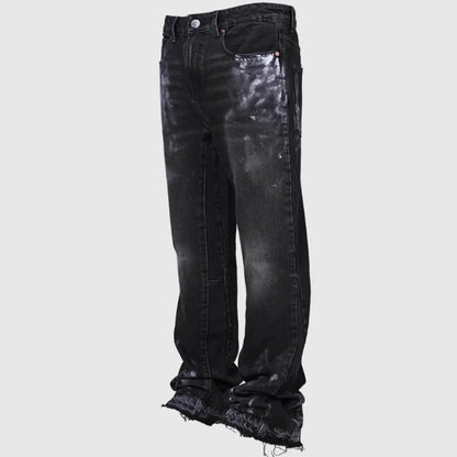 Jeans Men Denim Pant Vintage Straight Pants Mid Waist Stretch Distressed Washed Pockets Button Trousers 2025 Streetwear Denims