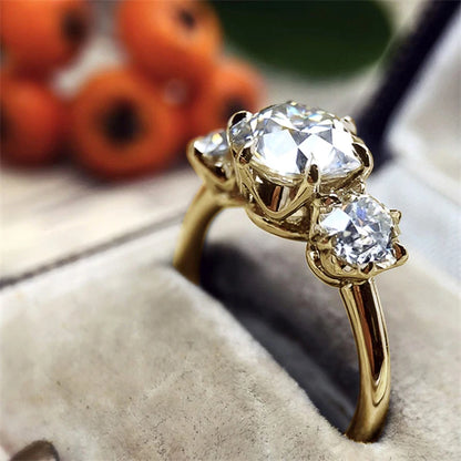 Huitan Silver Color/Gold Color/Two Tone Women's Cubic Zirconia Rings Luxury Fashion Engagement Wedding Accessory Trendy Jewelry