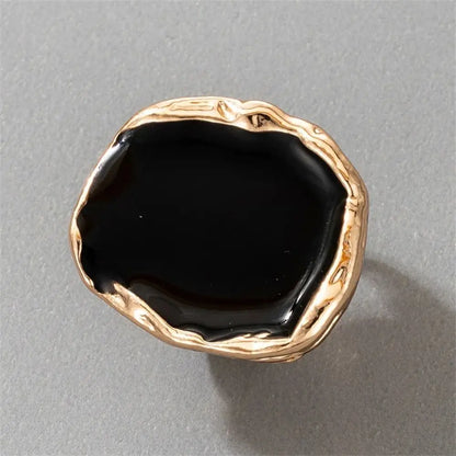 Large Bohemian Black Stone Ring Metal Charm Oil Dripping Large Joint Ring Large Joint Stainless Steel Gothic Jewelry Men