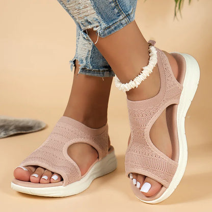 Women Summer Shoes New Mesh Fish Platform Sandals Women's Open Toe Wedge Sandals Ladies Light Casual Shoes