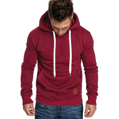 Men's autumn and winter solid color outdoor sports casual hoodie top
