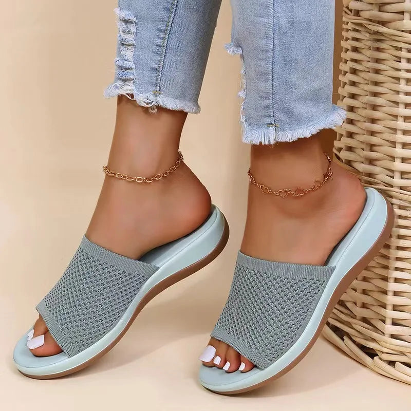 Sandals Women Elastic Force Summer Shoes Women Flat Sandals Casual Indoor Outdoor Slipper Summer Sandals For Beach Zapatos Mujer