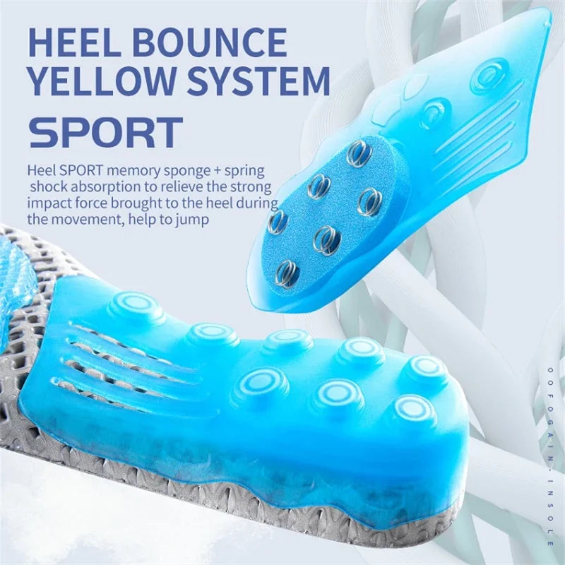 Sport Spring Silicone Gel Insoles for Women Men Orthotic Sole Pad For Shoes Deodorant Breathable Cushion Running Pad For Feet
