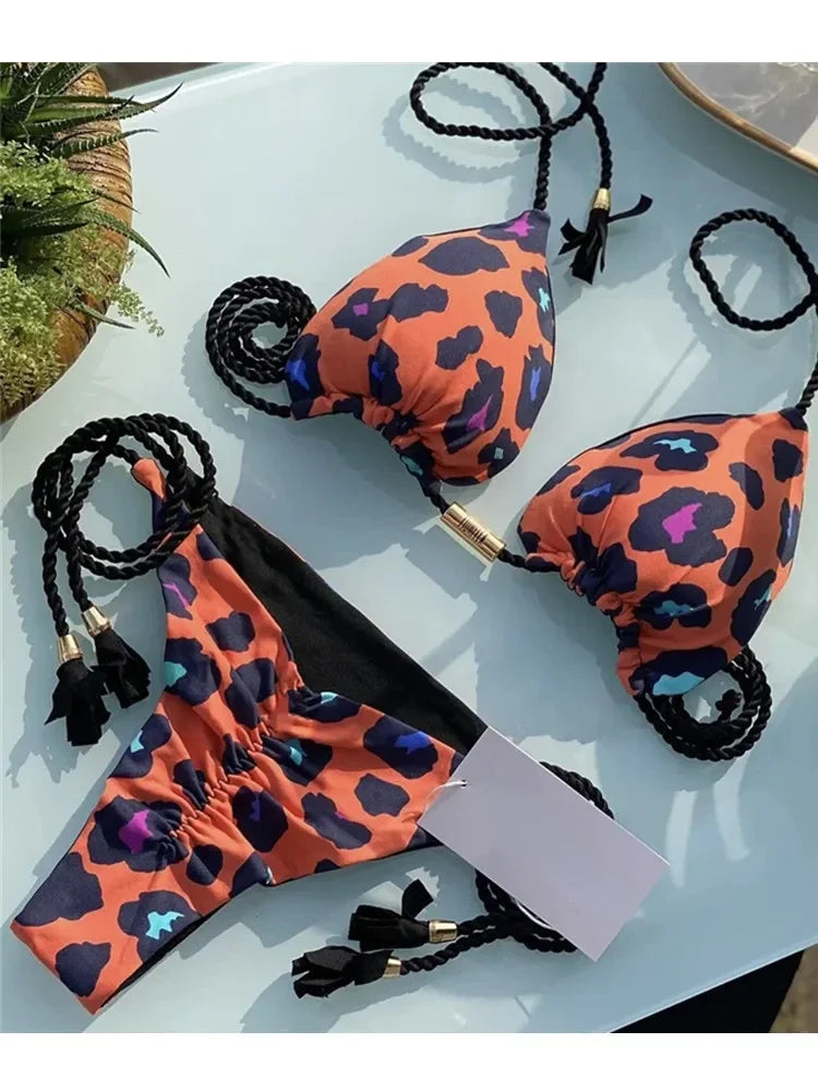 Sexy Swimsuit Women Triangle Bikinis Set Thong Bandage Swimsuits Solid Color bathing suit  Two Piece String Swimear Beach Wear