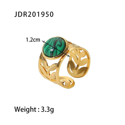 Youthway New Design Natural Stone Stainless Steel Ring Women Waterproof Stylish Golden Jewelry 2022 NEW Set