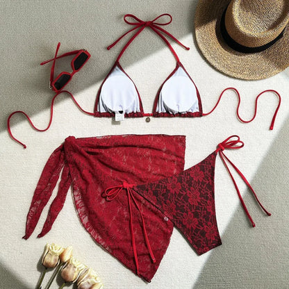 2025 Sexy Bikinis Female Swimsuits Women Three-Piece Swimwear Beach Swimming Wear Bathing Suits Brazilian Bikini Set Pool Bather