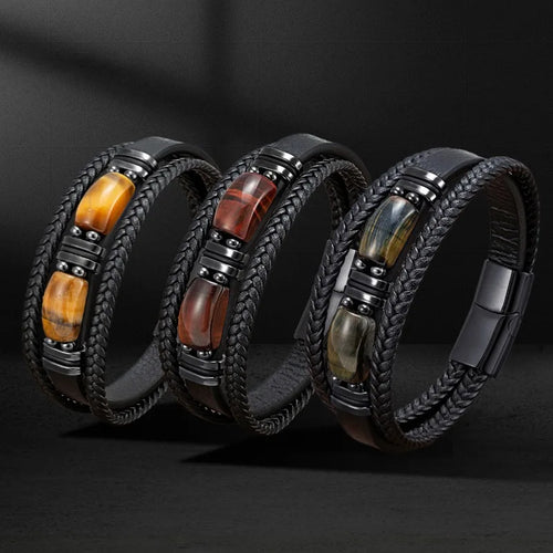 Wholesale Natural Stone Leather Bracelet Bulk Order for Men Women Handmade Adjustable Boho Beaded Jewelry