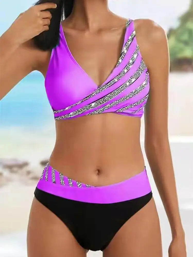 New Women Sexy Stripe Bikini Female Summer Swimsuit Two Piece Bikini Set Beachwear Swim Suit Swimwear Brazil Bathing Suit