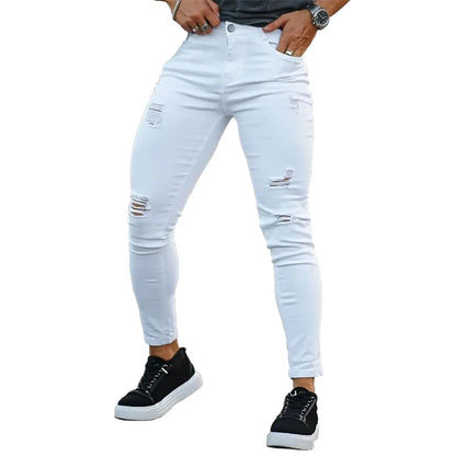 Men Skinny jeans Pencil pant Solid Color Straight Classic Denim Trousers Casual Daily For Office Parties Male  Cowboy Pants