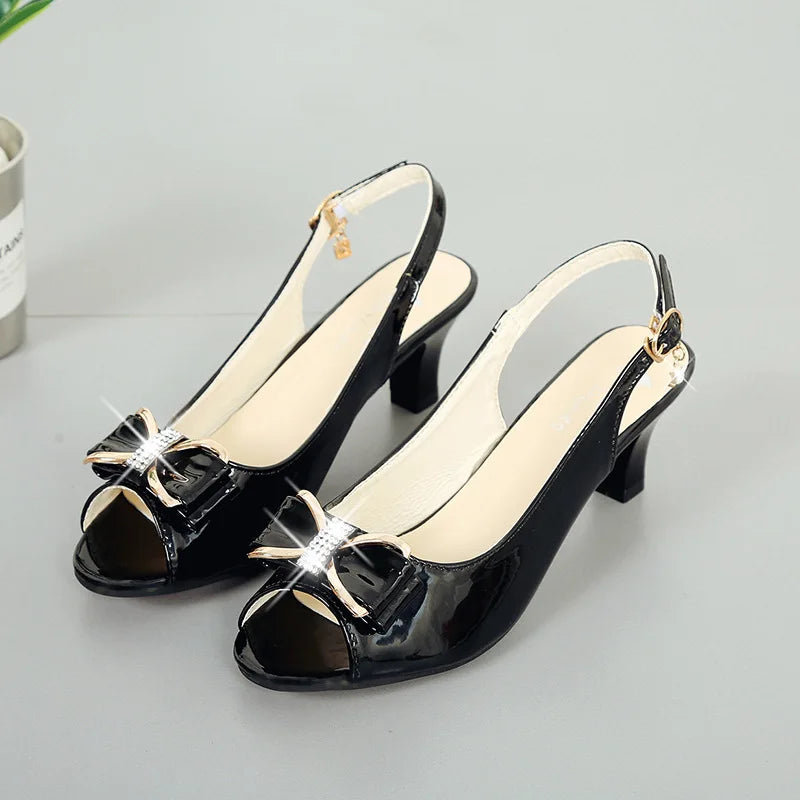Summer Female High Heels New Fashion Women Pumps Sexy Open Toe Fish Mouth Shoes Ladies Bowknot Party Sandals Plus Size 42