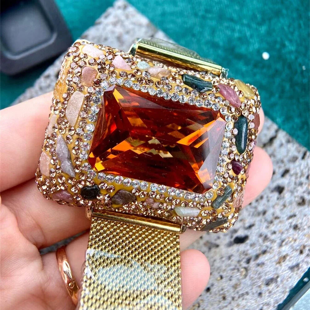 Color-changing Sudan Stone Nartual Tourmaline Stainless Steel Belt Bracelet Zultanite Quartz Bangle Exquisite Women Jewelry