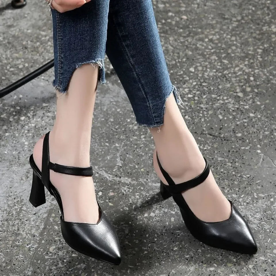 Women Light Weight Yellow Open Toe Comfort Spring Summer High Heel Shoes Lady Elegant Black Sandals for Home & Beach E1105