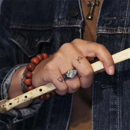 XIYANIKE Vintage Punk Insensate Stone Adjustable Rings For Men Women Fashion New Year Jewelry Gift Party Rock anillos mujer