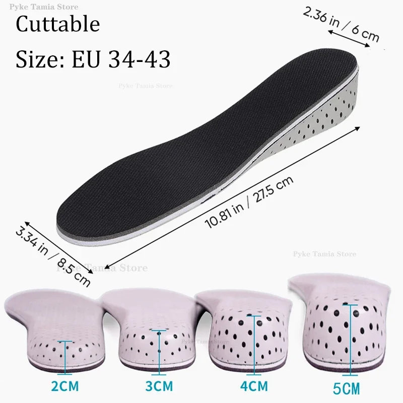 EVA Memory Foam Height Increase Insoles 2-5cm Templates Insole Breathable Ultra Light Elevated Sports Pads for Men Women Inserts