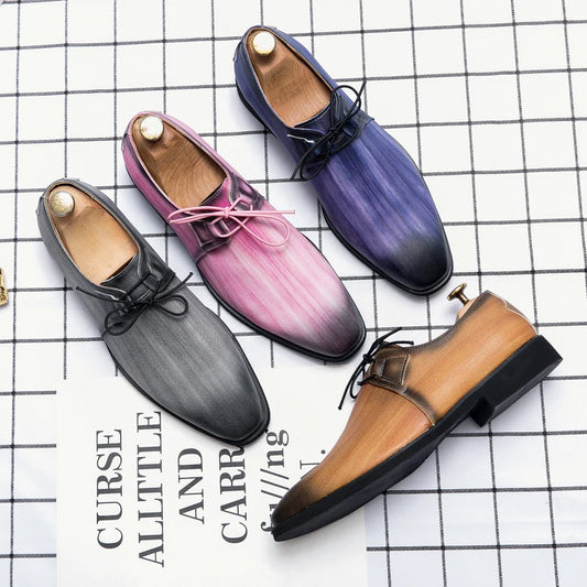 Trendy and Fashionable Derby Shoes Round Toe Lace up Business Office Dress Shoes Wedding Banquet Shoes Size 38-48 Men Shoes