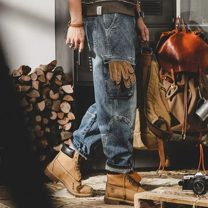 Cargo Jeans for Men Wide Leg Y 2k Vintage Luxury Clothes Y2k Trousers 2000s 2025 Fashion Japanese Street Style Man Cowboy Pants
