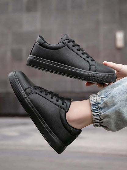 Men's Normcore Style Front Strap Sports Outdoor Skateboard Shoes, Fashionable Contrasting White Sneakers, White Shoes, Versatile Outdoor Shoes for Students