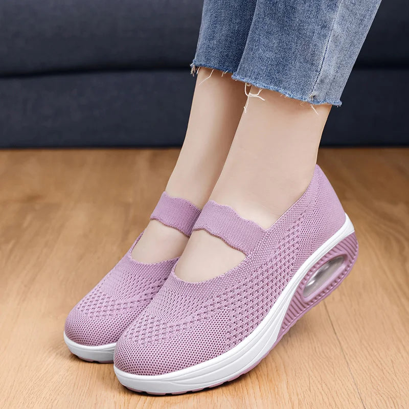 New Comfort Casual Women's Shoes Fashion Soft Sole Breathable Hollow Out Flat Shoes