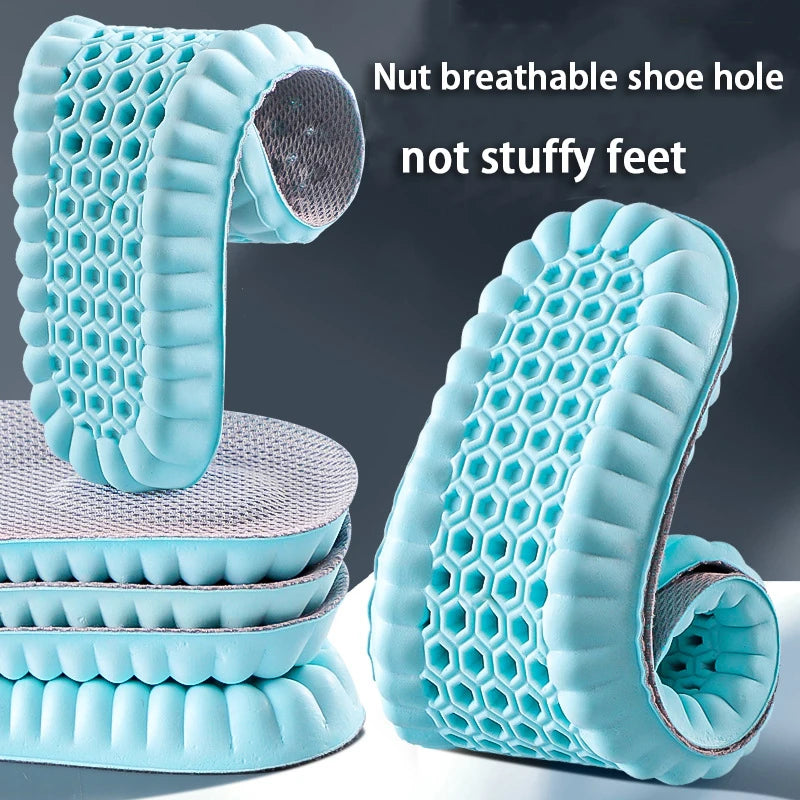 1pair soft breathable insoles Men's outdoor sports running insoles Elastic shock-absorbing sole Arch support comfort insole