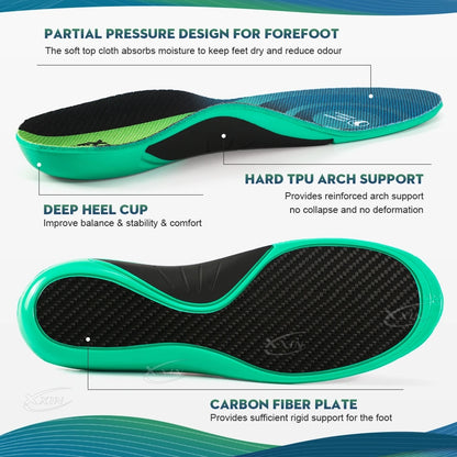 【Xxin】Carbon Fiber Insole Orthopedic Arch Support Shoe Insoles Pad Running Sport Shoe Insert Cushion Size37-46